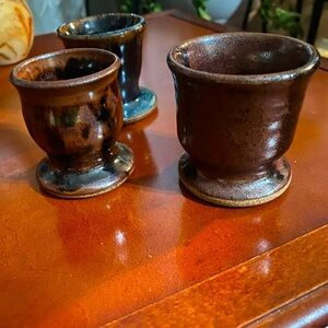 Set of 3 small Blue Studio Pottery- Mark Arnegard - Flagstaff - Southwest - Arne